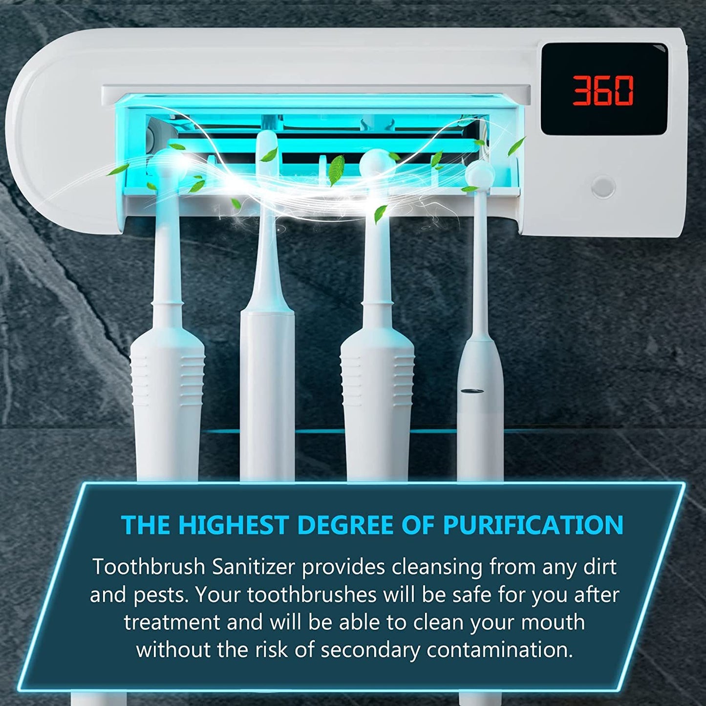 "AMZ SUPPLY's PUREVACY Hanging Toothbrush Holder UV Sanitizer: Your Compact Solution for Hygienic Toothbrush Storage and Sanitization"