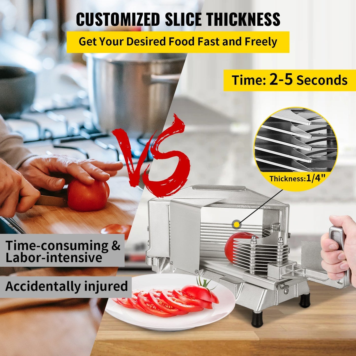 "AMZ SUPPLY's Commercial Tomato Slicer: Your Versatile Kitchen Companion for Perfectly Sliced Fruits and Vegetables"