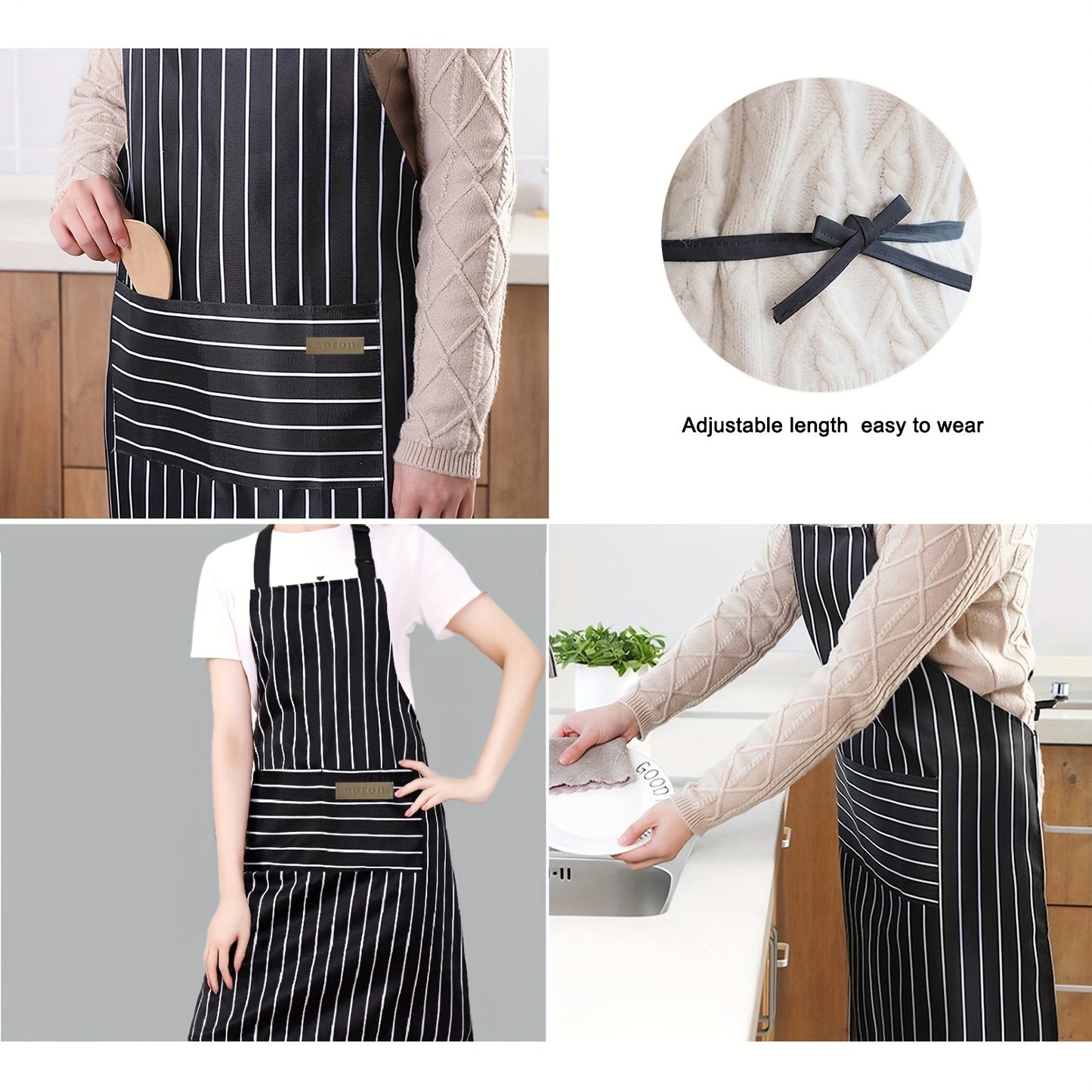 Black Unisex Apron - Adjustable & Stylish - Side View