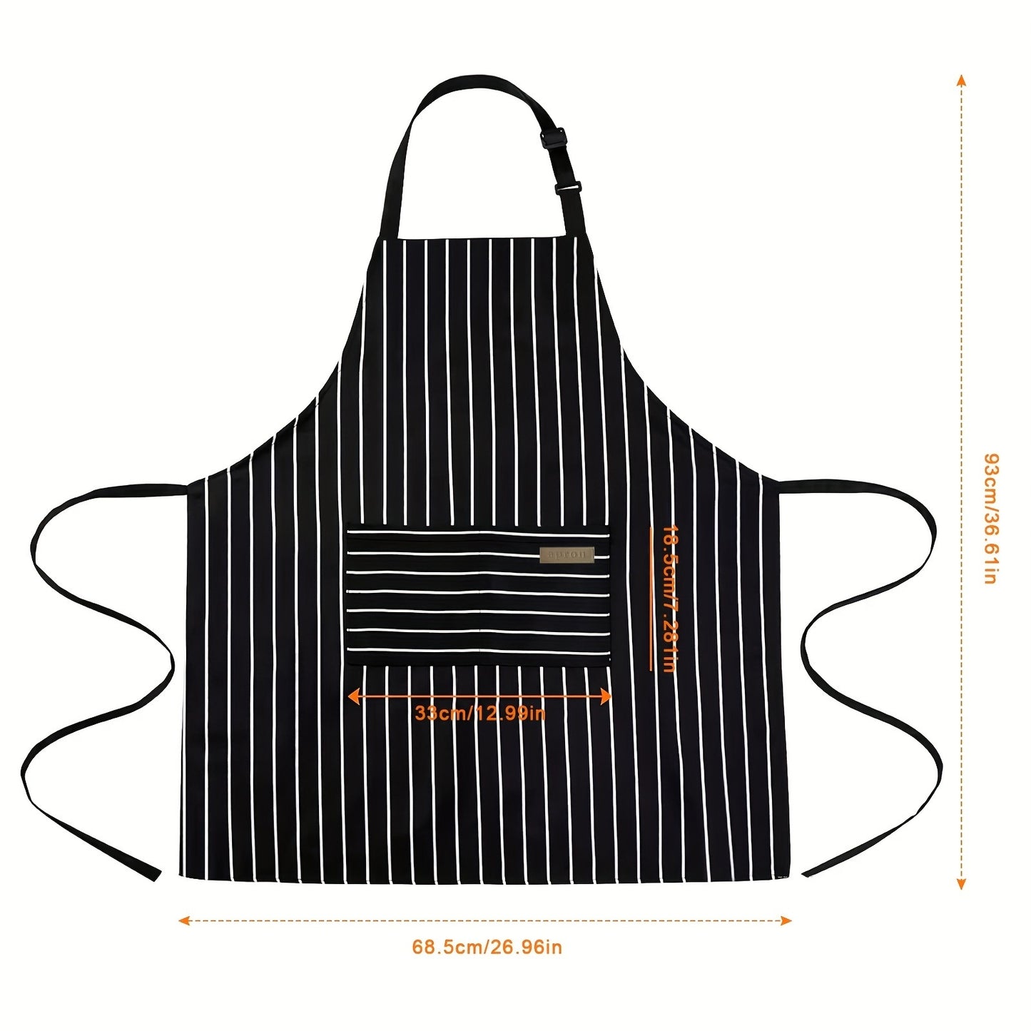 Black Unisex Apron - 36.61 inches x 26.96 inches - Dimensions