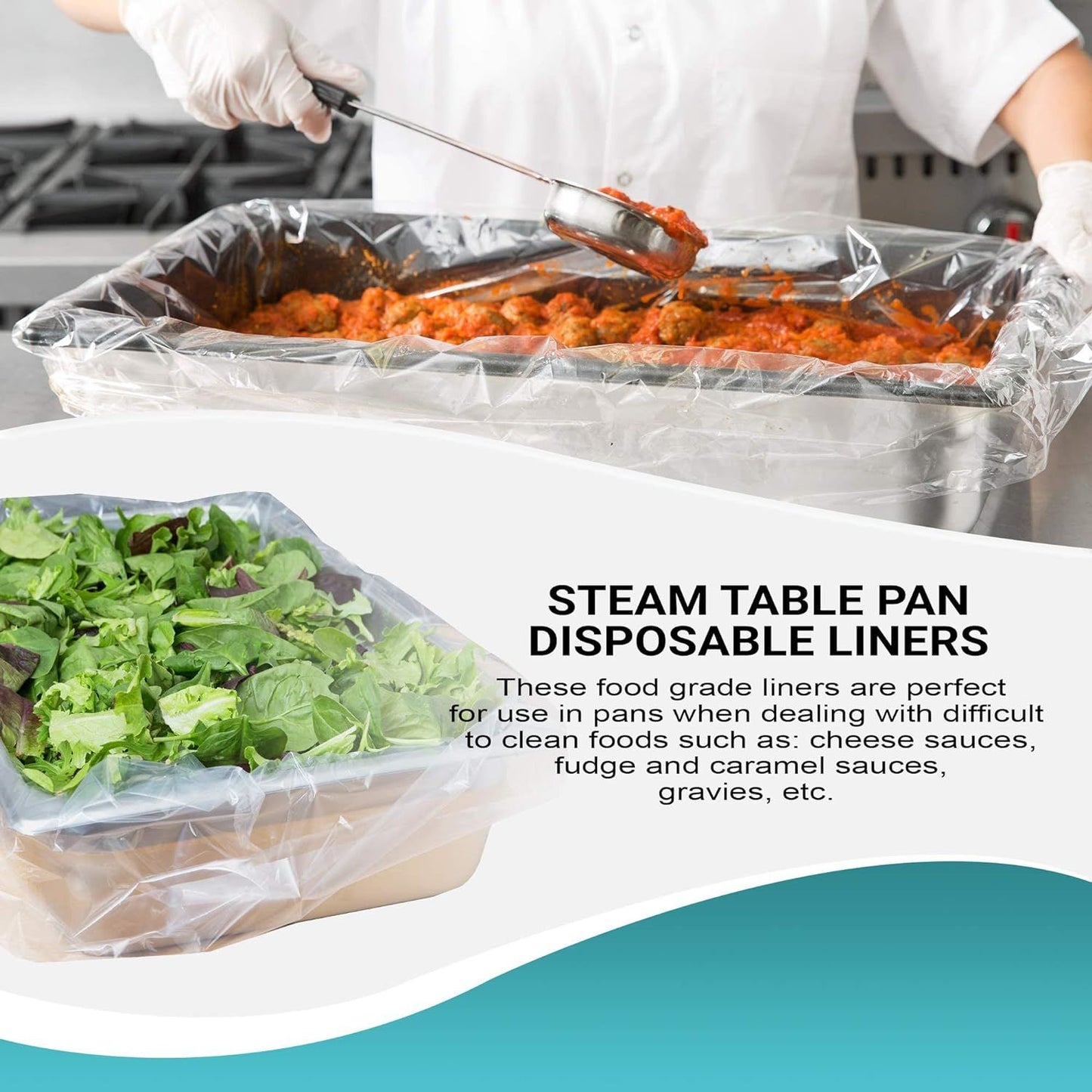 "Pack of 250 Disposable Polyethylene Steam Table Pan Liners with Twist Tie - 24x17 Inches for 1/2 Size Pans: The Ideal Solution for Caterers, Cafeterias, and Restaurants"