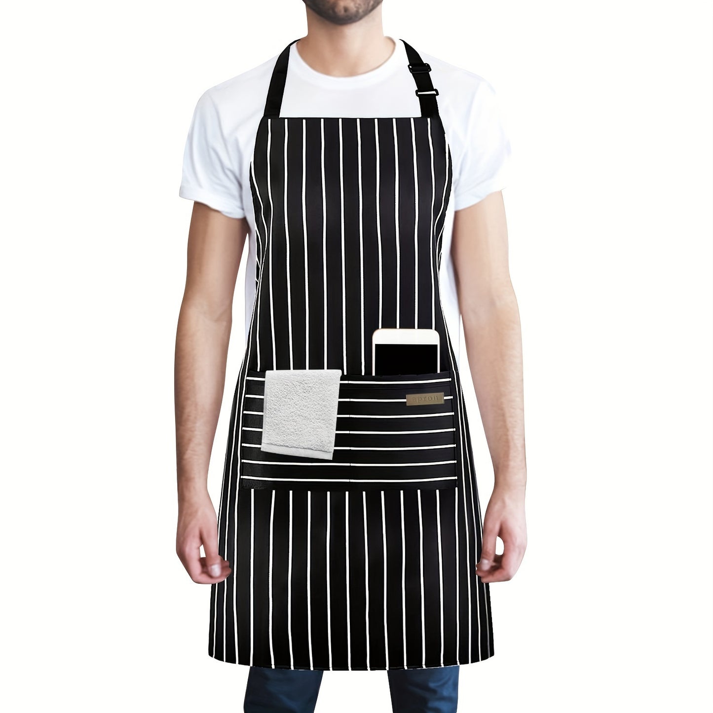 Black Unisex Apron - Versatile & Comfortable. Front