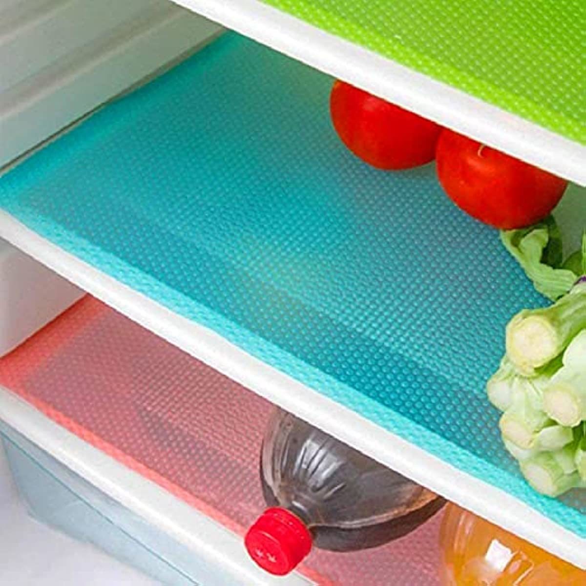 Refrigerator Liners - 4/8/12pc, Washable Mats Covers Pads; Home Kitchen Gadgets Accessories Organization For Top Freezer Glass Shelf Wire Shelving Cupboard Cabinet Drawers