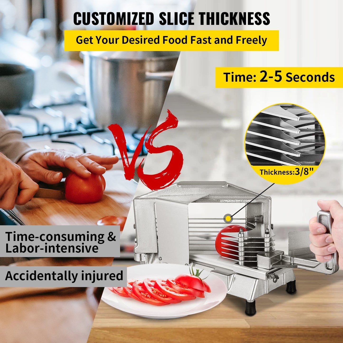 "AMZ SUPPLY's Commercial Tomato Slicer: Your Versatile Kitchen Companion for Perfectly Sliced Fruits and Vegetables"
