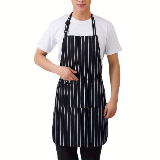 Black Unisex Apron, 2 Pockets - Front