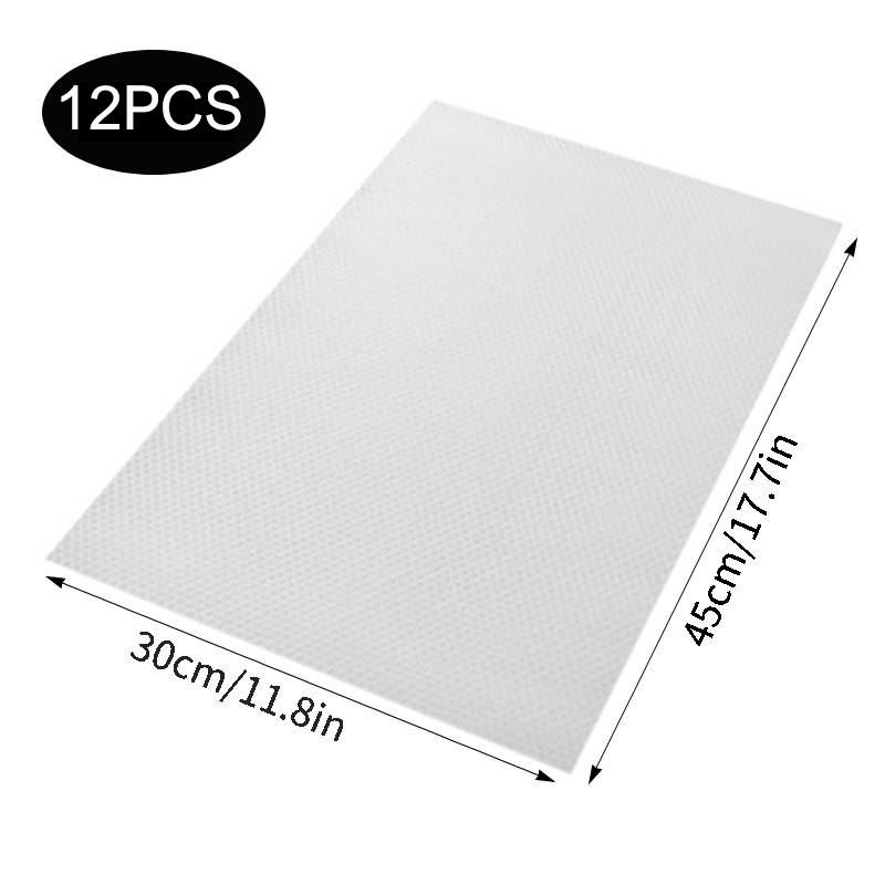 Refrigerator Liners - 4/8/12pc, Washable Mats Covers Pads; Home Kitchen Gadgets Accessories Organization For Top Freezer Glass Shelf Wire Shelving Cupboard Cabinet Drawers