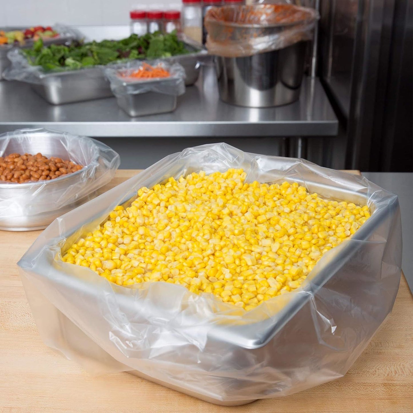 "Pack of 250 Disposable Polyethylene Steam Table Pan Liners with Twist Tie - 24x17 Inches for 1/2 Size Pans: The Ideal Solution for Caterers, Cafeterias, and Restaurants"