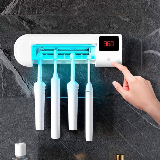 "AMZ SUPPLY's PUREVACY Hanging Toothbrush Holder UV Sanitizer: Your Compact Solution for Hygienic Toothbrush Storage and Sanitization"