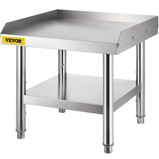 "VEVOR's 24x24x24 Inch Stainless Steel Grill Stand: Versatile Equipment Table with Adjustable Undershelf for Home, Hotel, and Restaurant Kitchens"